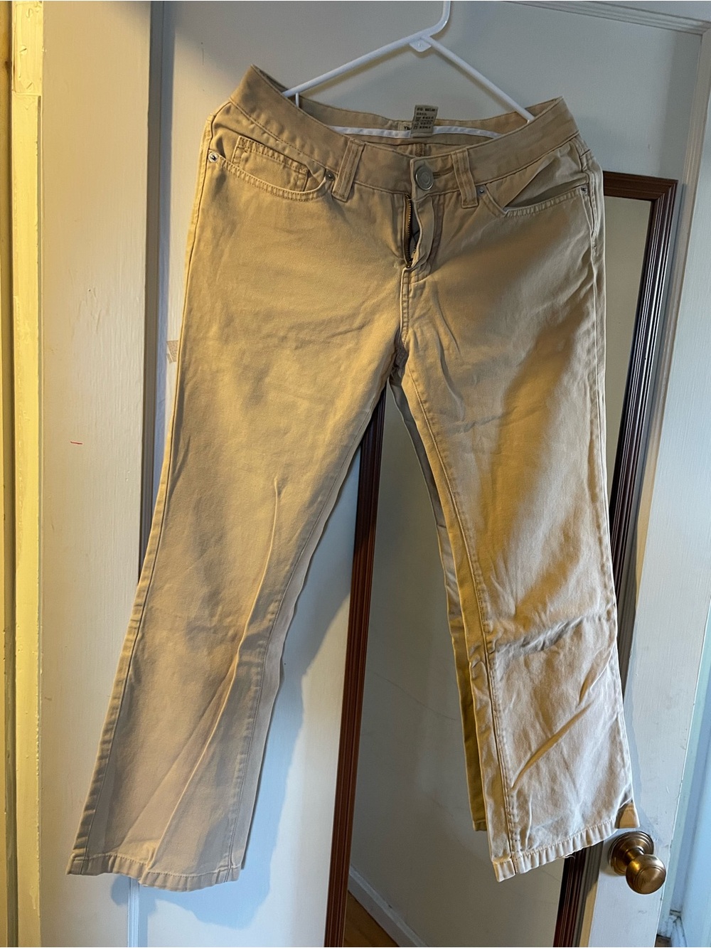 Beige Straight-Leg Pants
